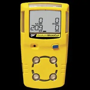 Honeywell BW GasAlert MicroClip XL Series Multi-Gas Detector, %LEL/O2/H2S/CO, yellow