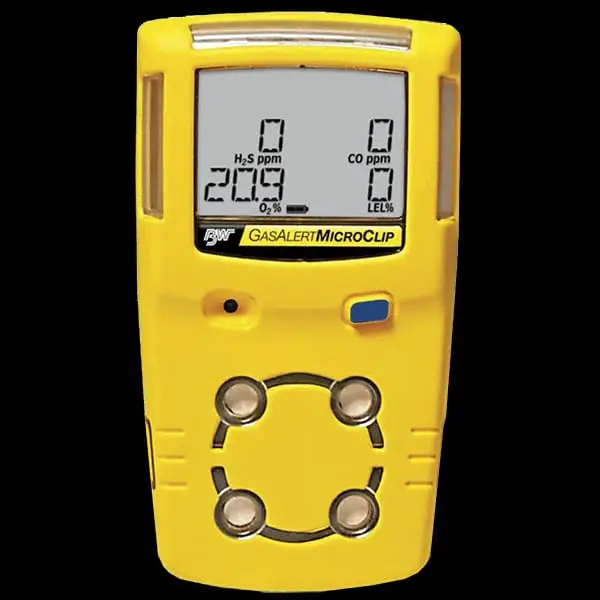 Honeywell BW GasAlert MicroClip XL Series Multi-Gas Detector, %LEL/O2/H2S/CO, yellow
