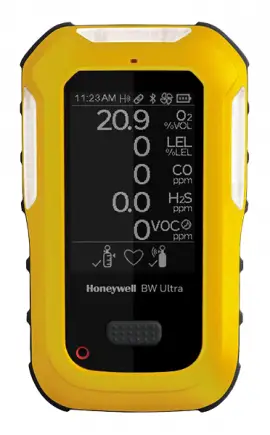Honeywell BW Ultra Four Multi-Gas Detector with pump, O2/LEL/H2S/CO, yellow